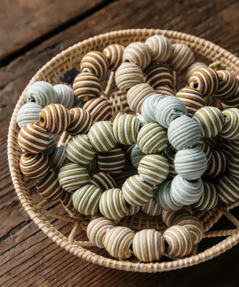 Set of 4 Striped Napkin Rings, Chalk Blue from Rebecca Udall