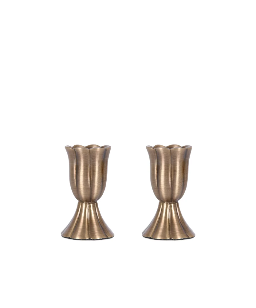 Pair of Fluted Candleholders, Brass from Rebecca Udall