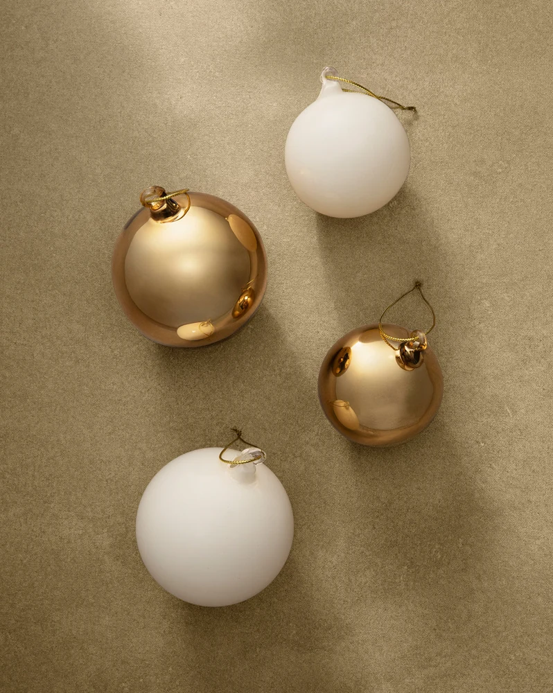 Gold & Cream Assorted Gloss Baubles (Set of 4) from McGee & Co.