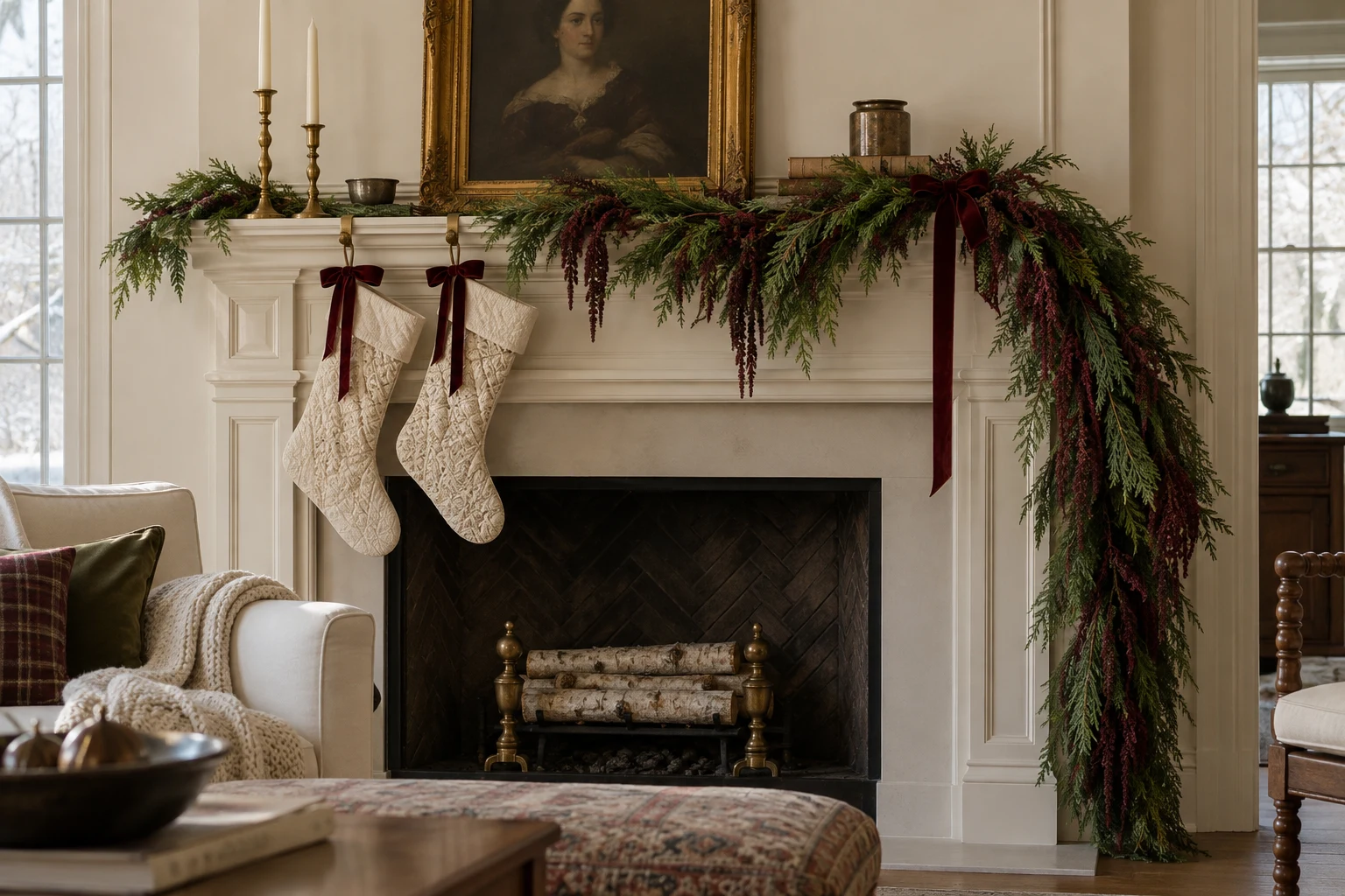 Burgundy & a graceful drape Christmas decorating inspiration