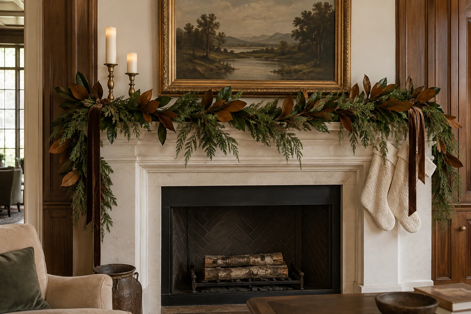 Magnolia & chocolate Christmas decorating inspiration