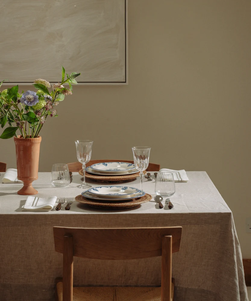 Classic Hemstitch Linen Tablecloth, Natural from Rebecca Udall