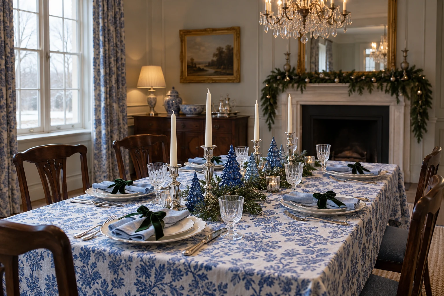Blue, white & a little sparkle Christmas decorating inspiration