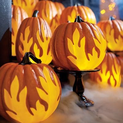Flame Lighted Pumpkins from Grandin Road