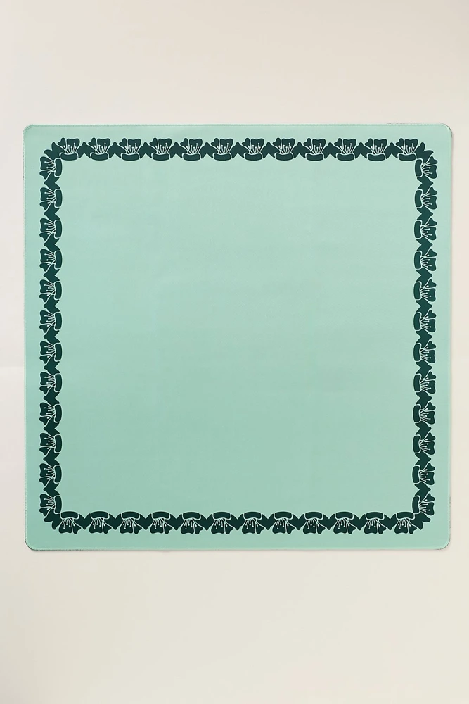 The Mahjong House Mahjong Mat · Green Flower Border from Anthropologie