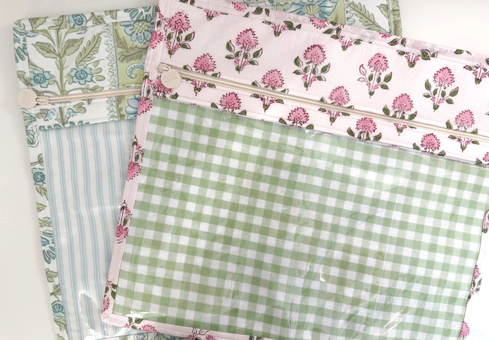 Floral & Gingham Needlepoint Project Bag from Etsy